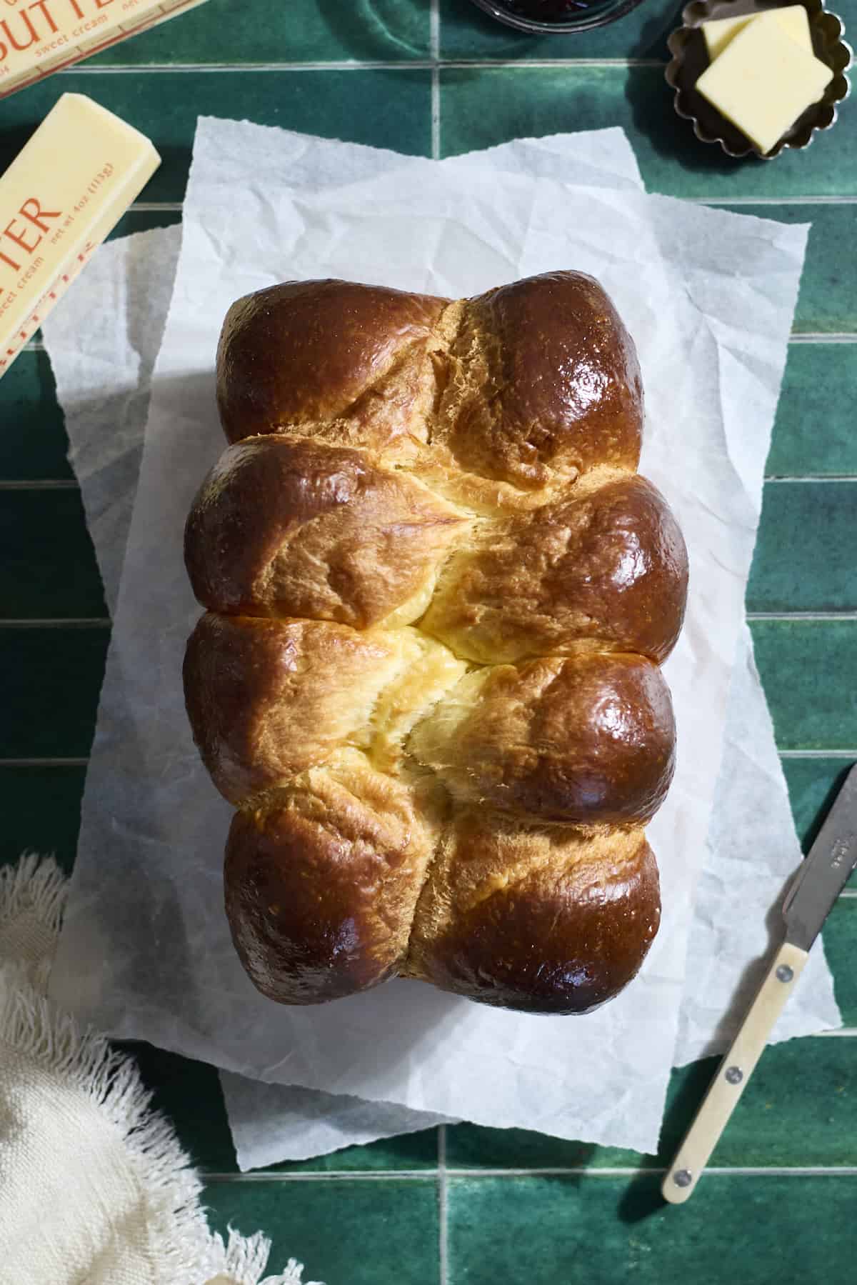 Baked Sourdough Discard Brioche Bread.