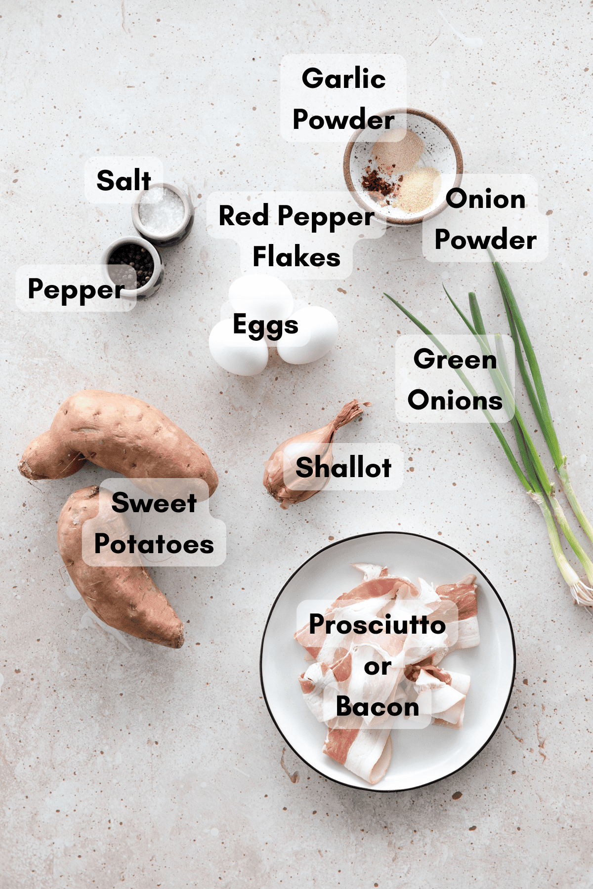 Ingredients for Savory Sweet Potato Waffles.