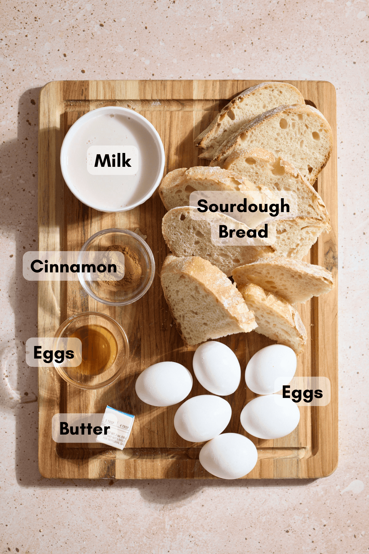 Ingredients for Sourdough French Toast.