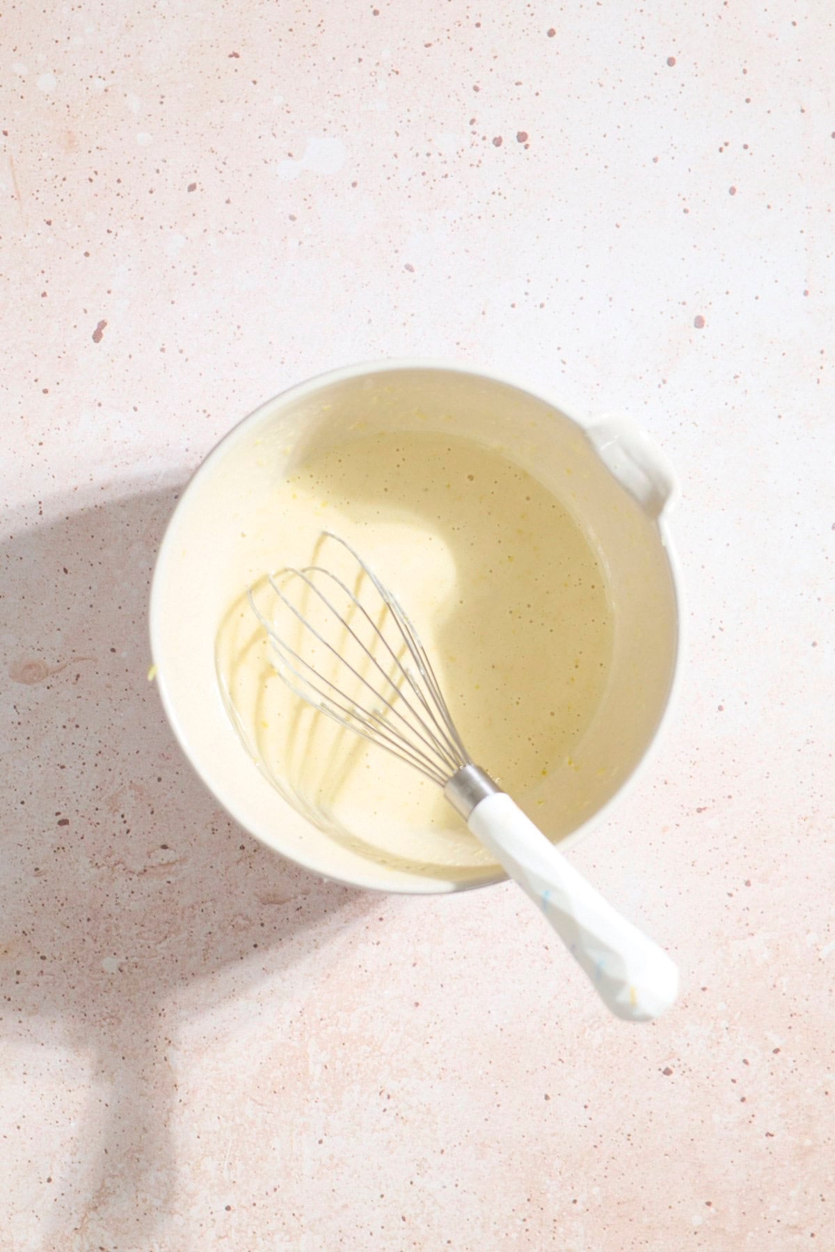 Wet ingredients in a large mixing bowl.
