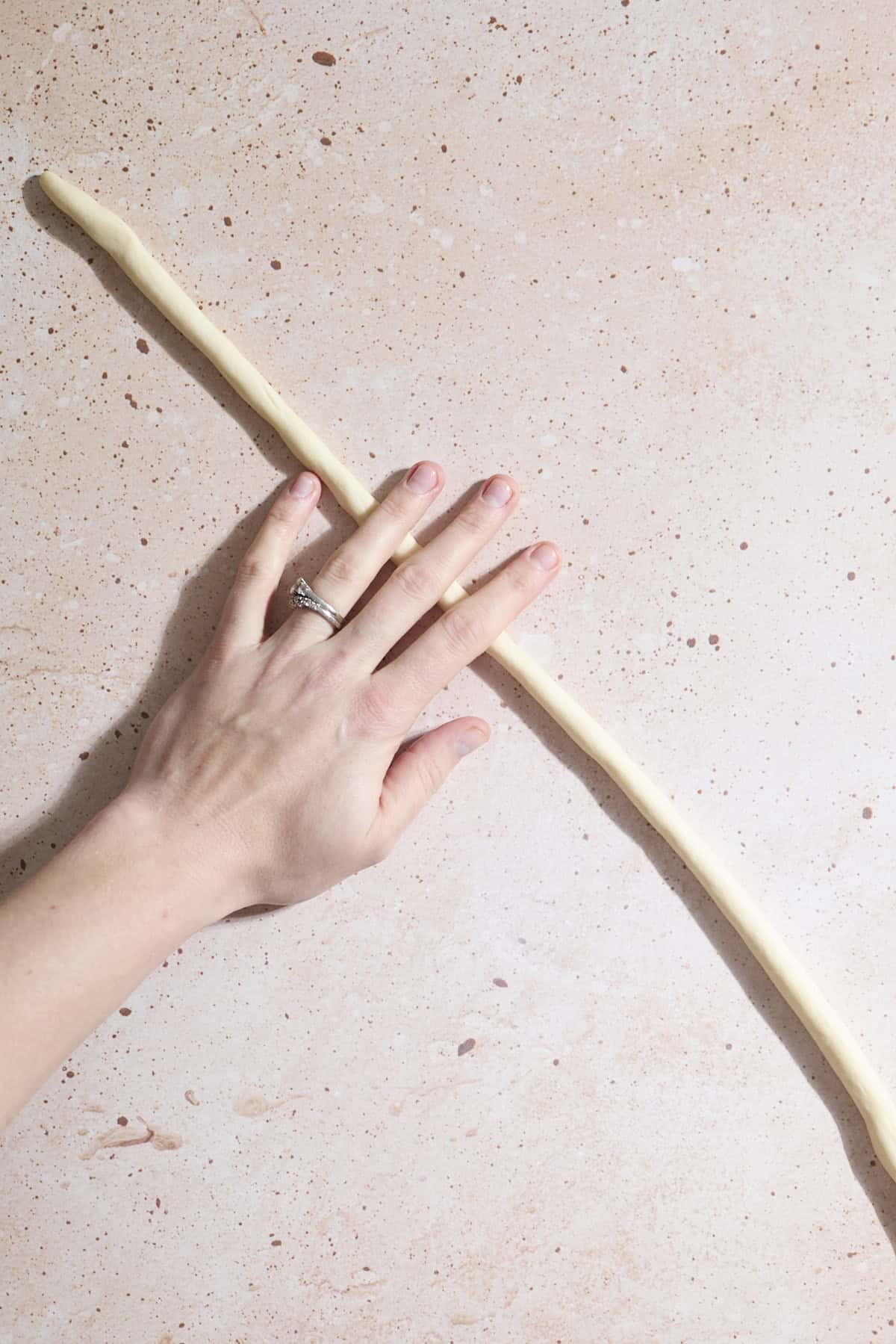 Dough rolled into a long rope.