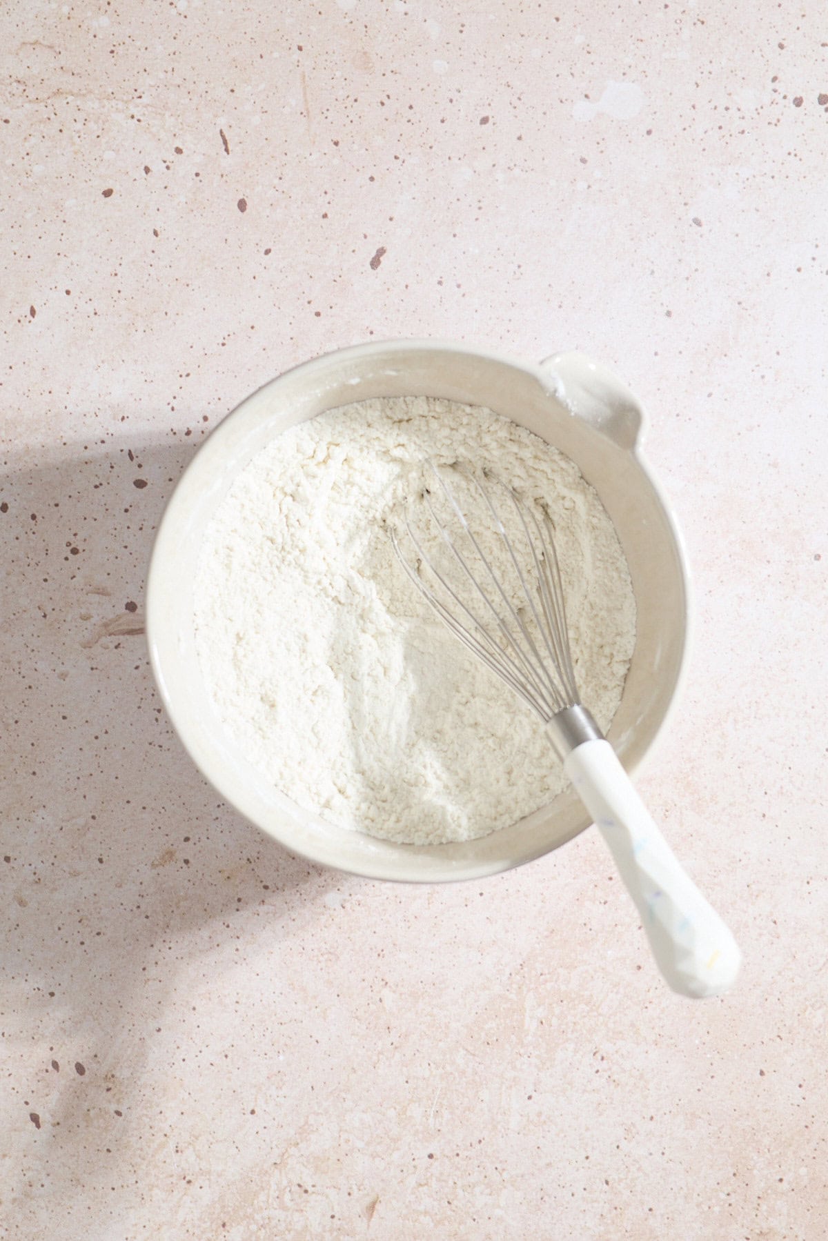 Dry ingredients in a mixing bowl.