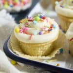 Sourdough Vanilla Cupcakes with sprinkles.