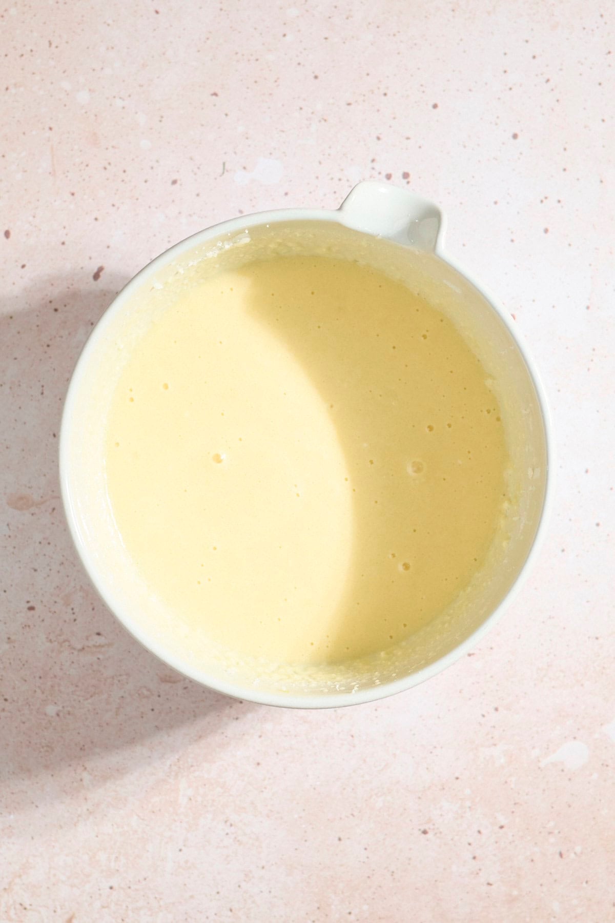 Wet ingredients in a large mixing bowl.