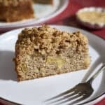 A slice of Sourdough Discard Apple Cake.