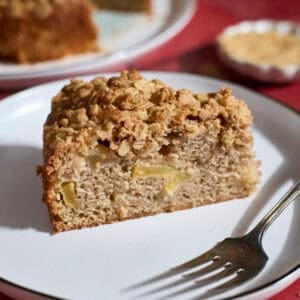 A slice of Sourdough Discard Apple Cake.