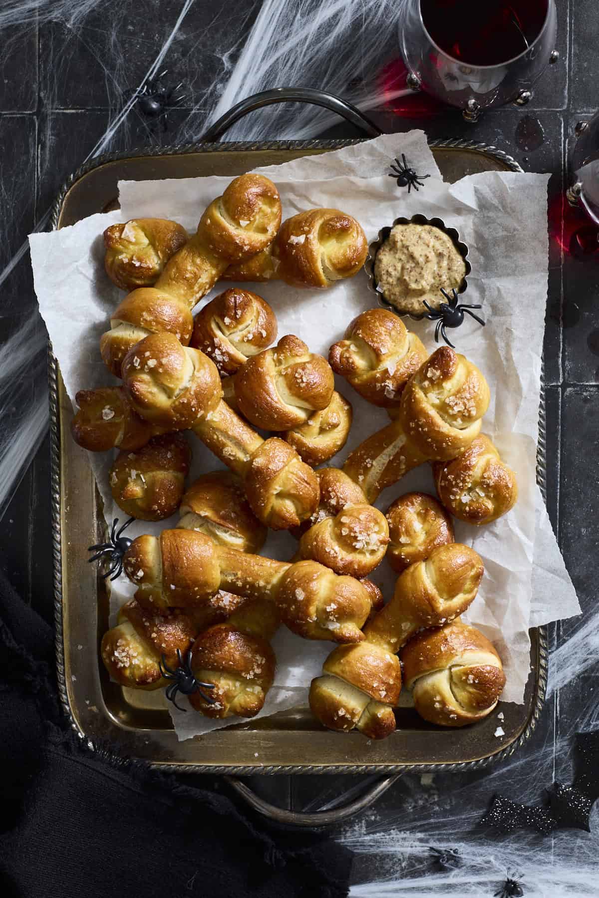 A platter of Sourdough Discard Halloween Pretzel Bones.