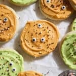 Sourdough Discard Halloween Sugar Cookies with sprinkles and candy eyeballs.